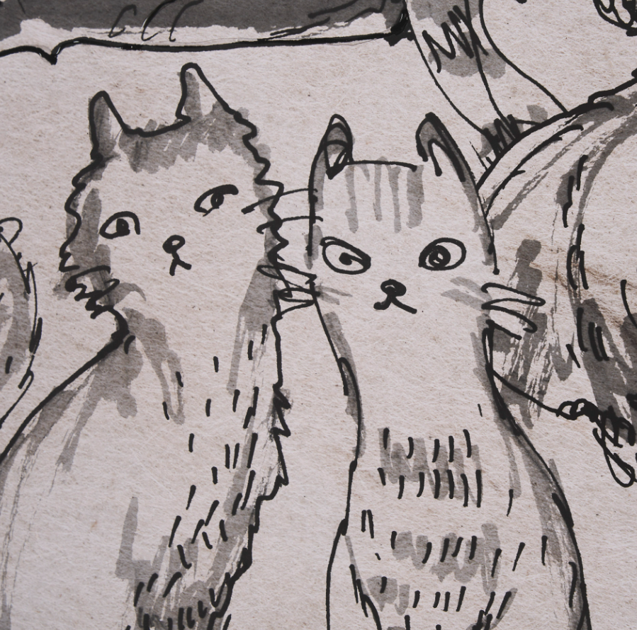 Impression d'art de croquis de chat