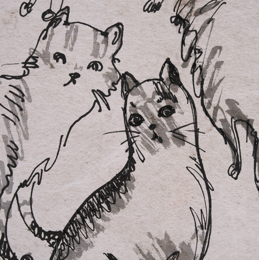 Impression d'art de croquis de chat