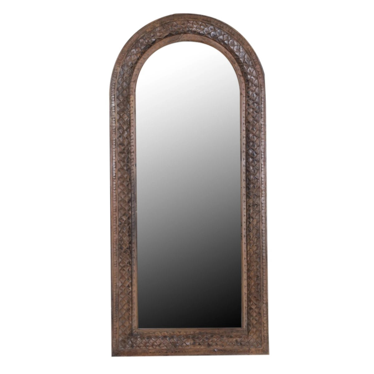Miroir avec cadre en teck en arc
