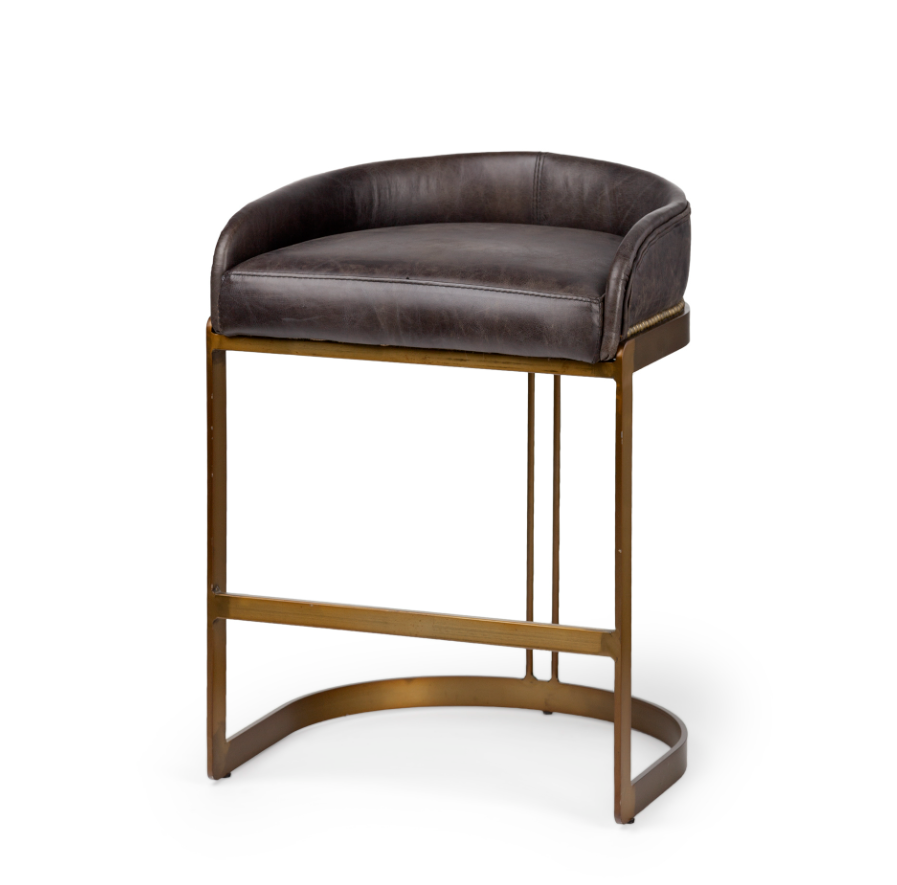 Tabouret de comptoir en cuir Hollyfield