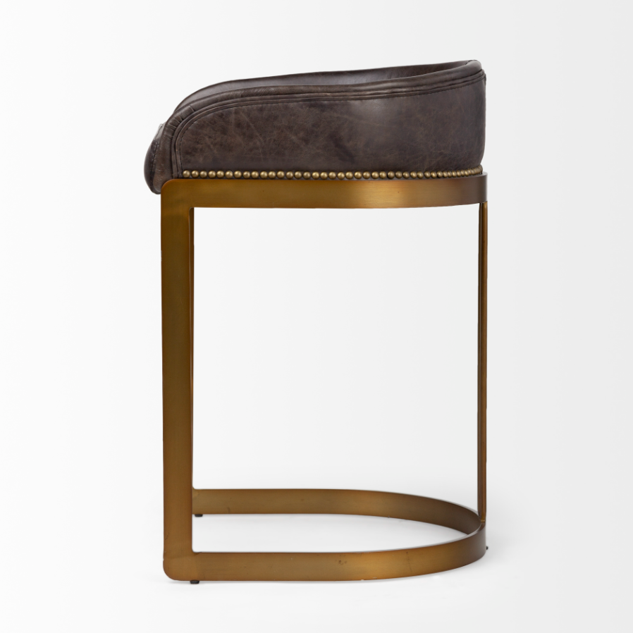 Tabouret de comptoir en cuir Hollyfield