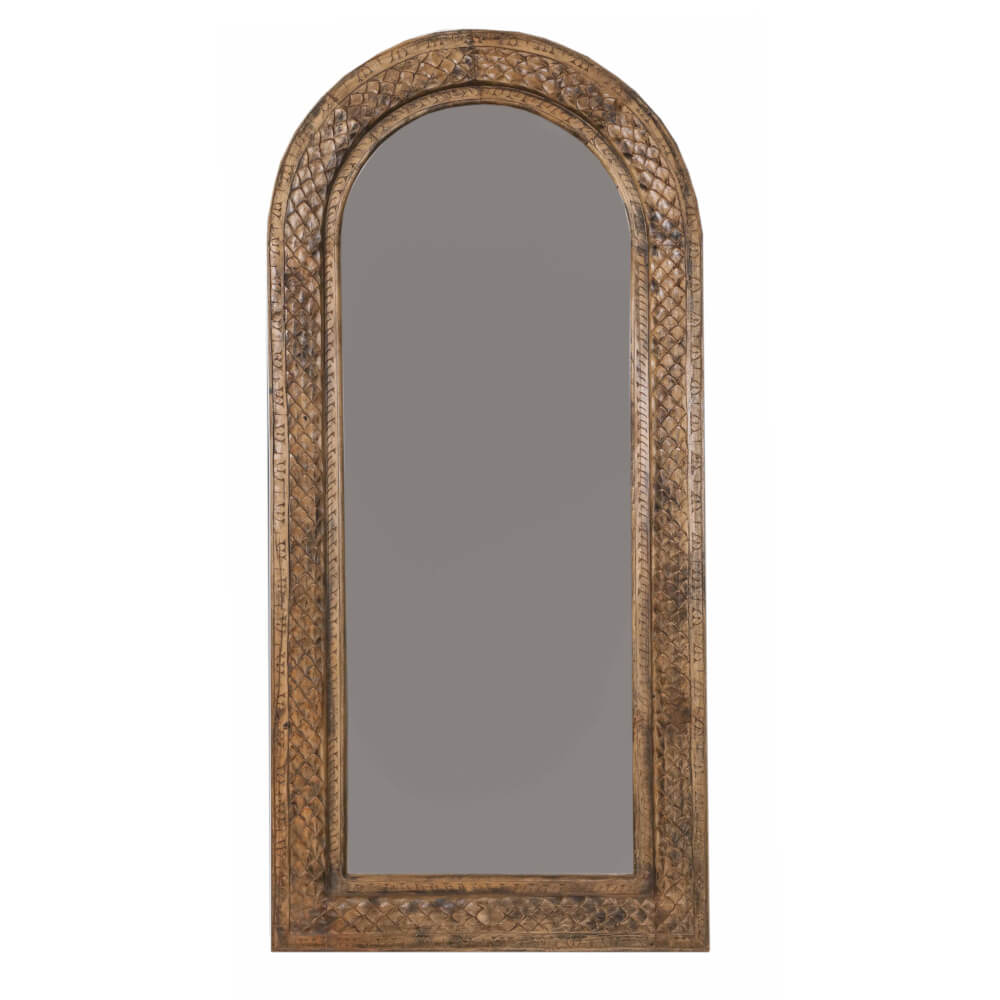 Miroir avec cadre en teck en arc
