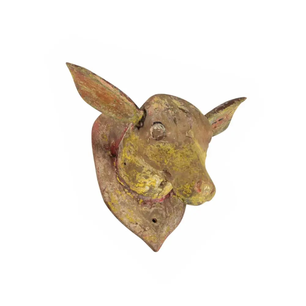 Tête de cerf artisanale en bois de teck