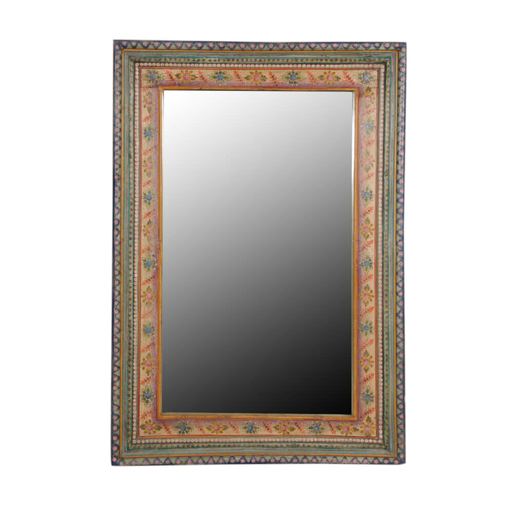 Miroir artisanal encadré en teck