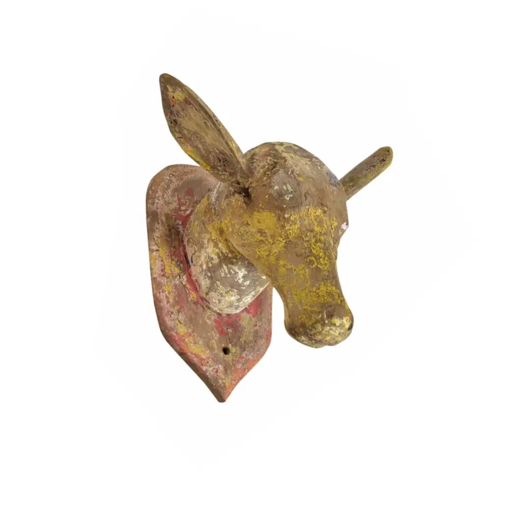 Tête de cerf artisanale en bois de teck