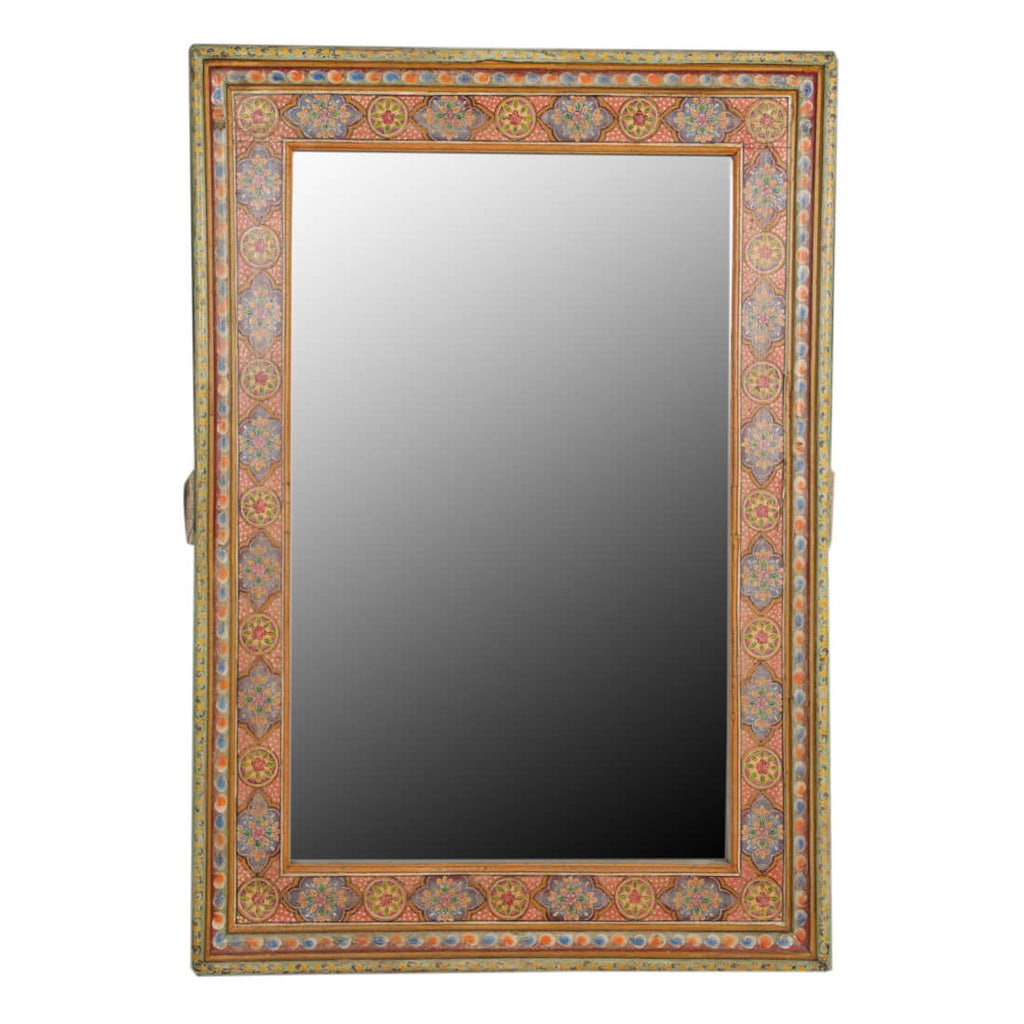 Miroir artisanal encadré en teck