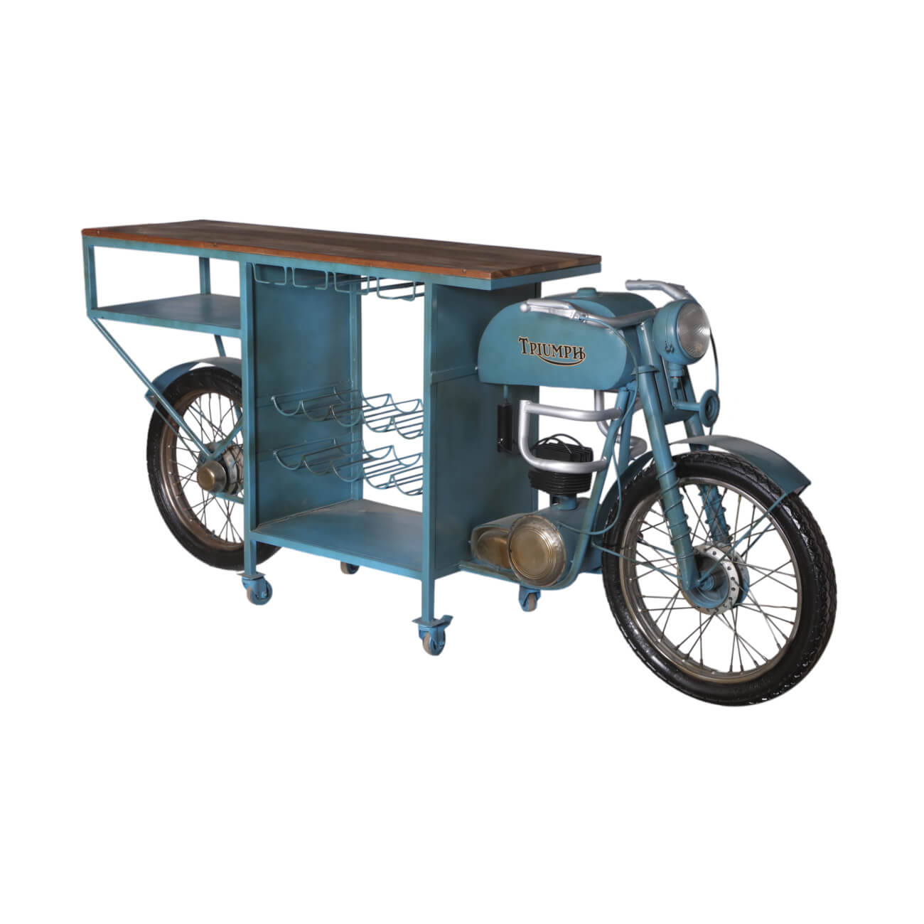 Barre à vélo en fer avec étagères